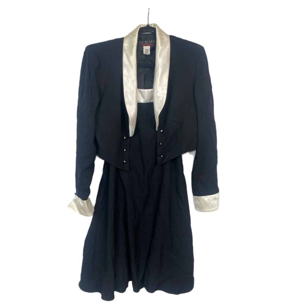 J.R.Nites Vintage Women’s Jacket and Dress Black W/white trim size 14 NWOT